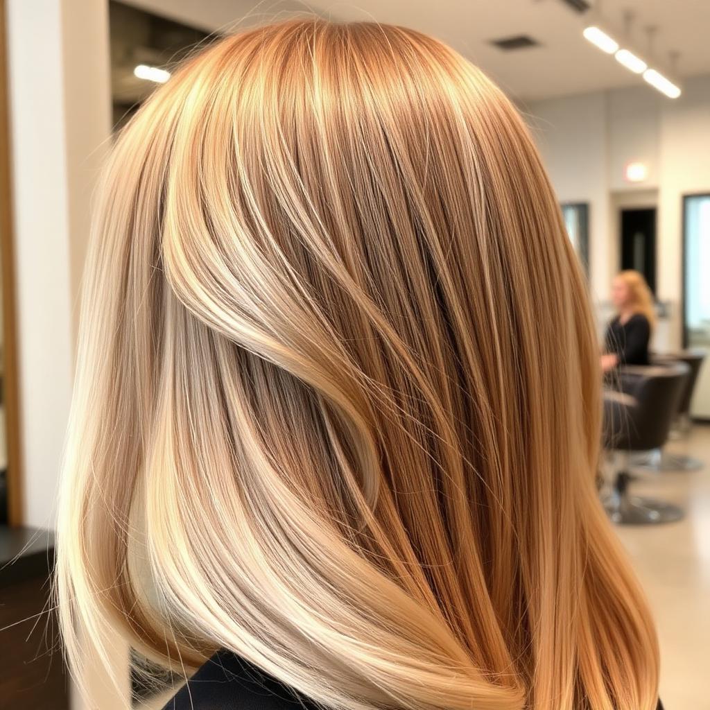 Styled, glossy hair after a salon hair styling service